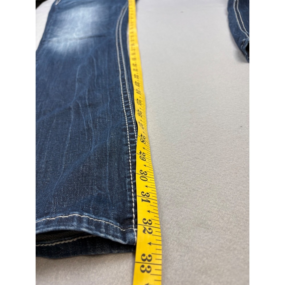 Miss Me Curvy Straight Jeans Womens 34x32 Y2K Rhinestone Dark Wash - Picture 12 of 15